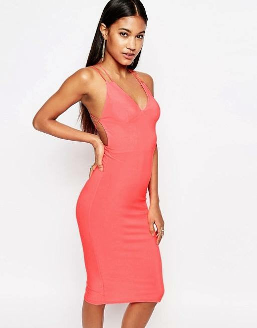 Vestido rosa bodycon joelho