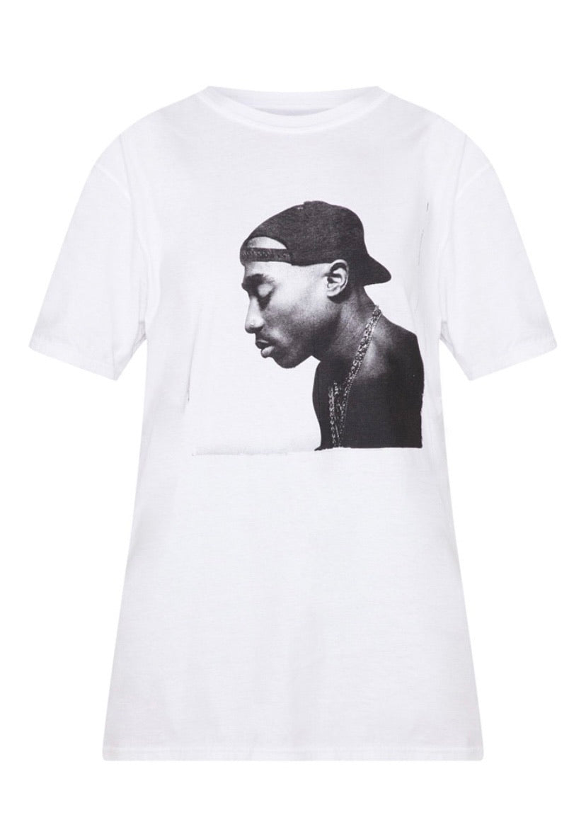 T-shirt branca homem Tupac New