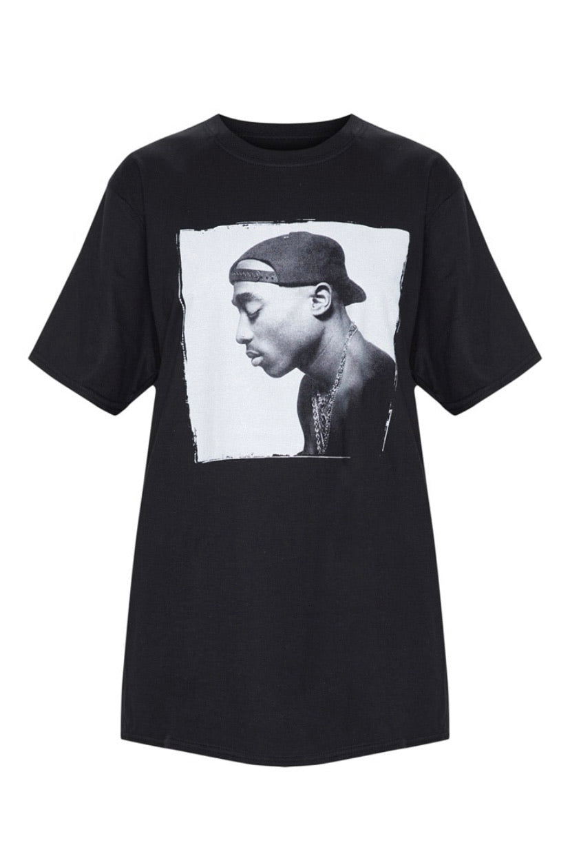 T-shirt preta homem Tupac New