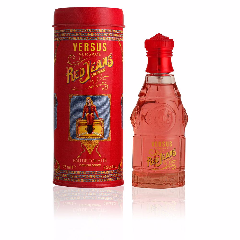 Perfume Versace versus red jeans